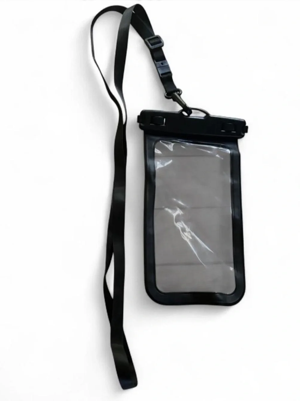 Clear Waterproof Phone Pouch with Black Strap